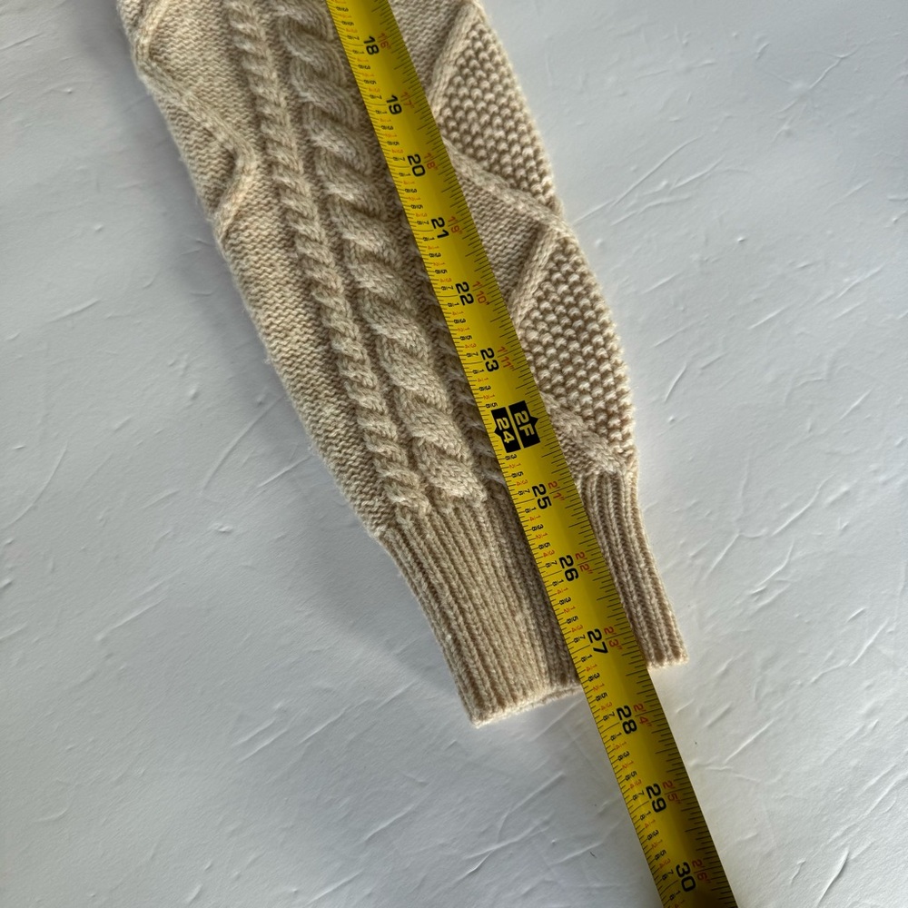 Merino Wool Cable Knit Cream Sweater, No Size Tag, Approximately size Large - Picture 10 of 10